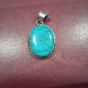 Hand Crafted 925 Turquoise Oval Pendant